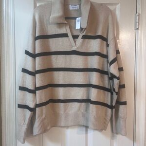 NWT Old Navy Women's Striped Sweater - Tan and Black